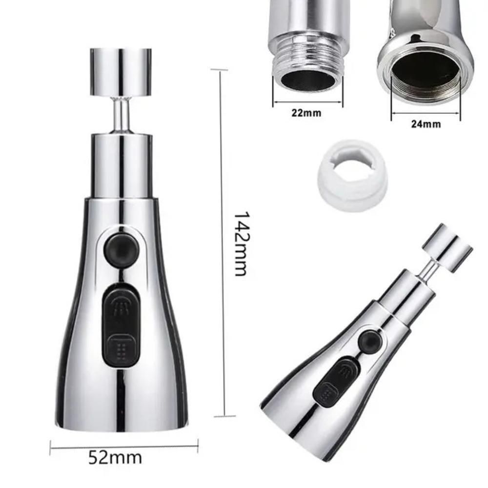 360° Rotating 3 Mode Kitchen Sink Tap Extender – Splash Proof Water Saving Faucet Nozzle for Bathroom & Kitchen