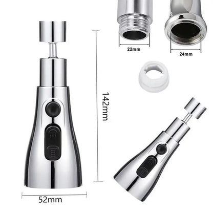 360° Rotating 3 Mode Kitchen Sink Tap Extender – Splash Proof Water Saving Faucet Nozzle for Bathroom & Kitchen