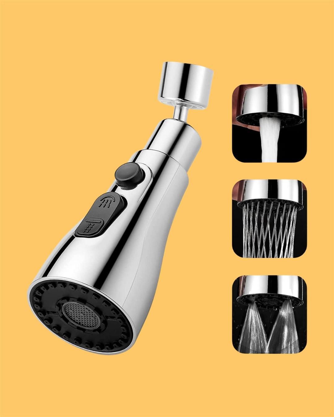 360° Rotating 3 Mode Kitchen Sink Tap Extender – Splash Proof Water Saving Faucet Nozzle for Bathroom & Kitchen