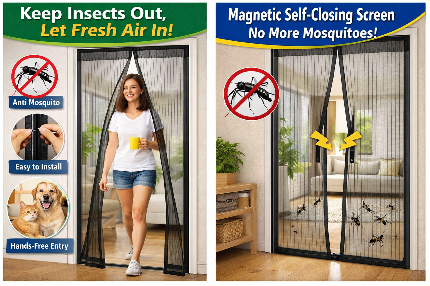 Magnetic Mosquito Mesh Door Curtain – Foldable Anti Mosquito Net for Home